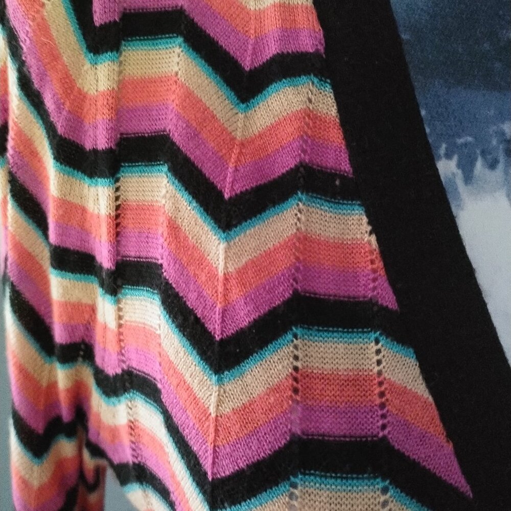 SI-IAE Silk-Cashmere Blend Multi-Colour Chevron Stripe Cardigan, XS - Picture 6 of 12